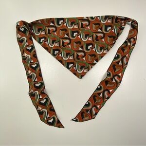 Orange Green Retro Geometric Hearts Triangle Neckerchief Scarf